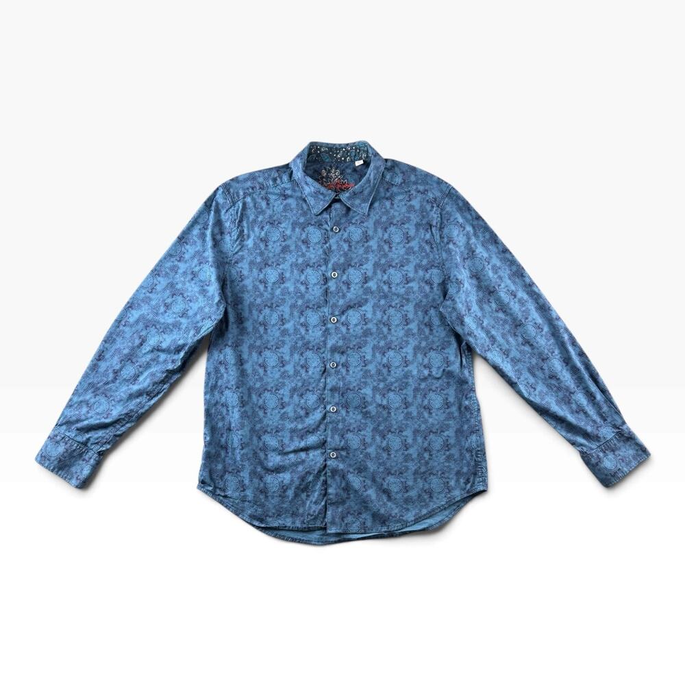 Robert Graham Mens XL Classic Fit Shirt Blue Paisley Medallion Button Up